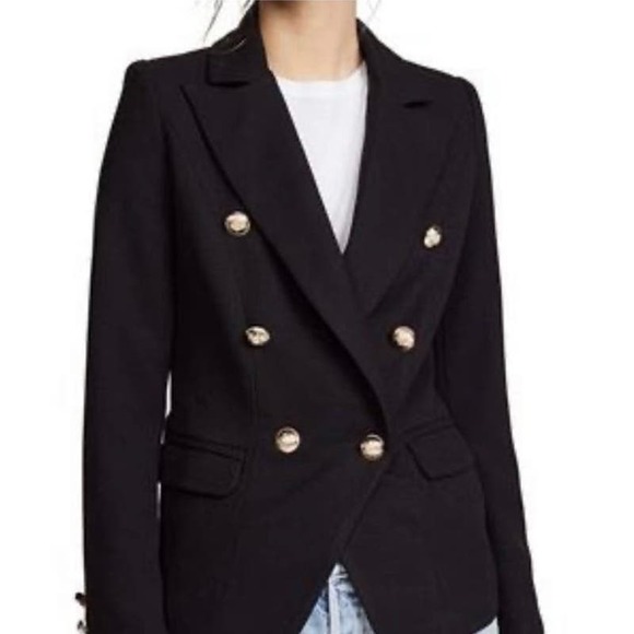 House of Harlow Black Gold Button Asymmetrical Blazer Women’s Size Small - Picture 1 of 7